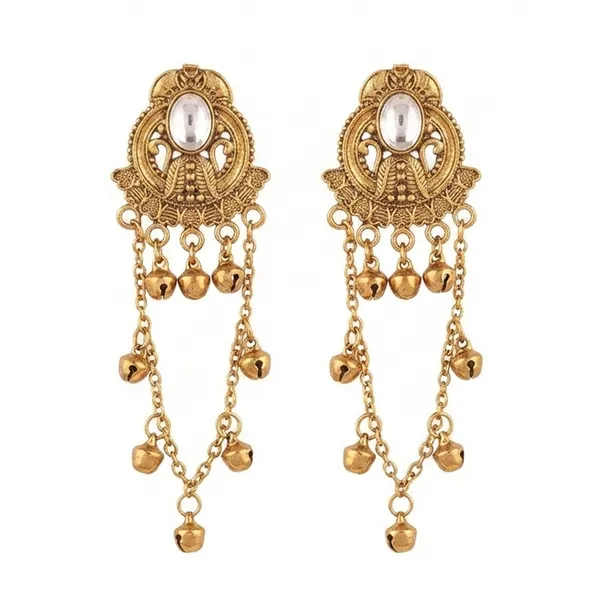 The99jewel_Kashmiri_Mehndi_Plated_Ghungroo_Dangler_Earrings_For_Women_White