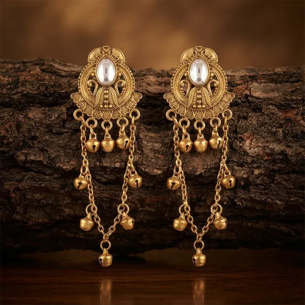 The99jewel_Kashmiri_Mehndi_Plated_Ghungroo_Dangler_Earrings_For_Women_White