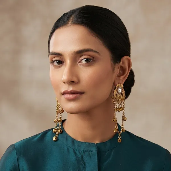 The99jewel_Kashmiri_Mehndi_Plated_Ghungroo_Dangler_Earrings_For_Women_White
