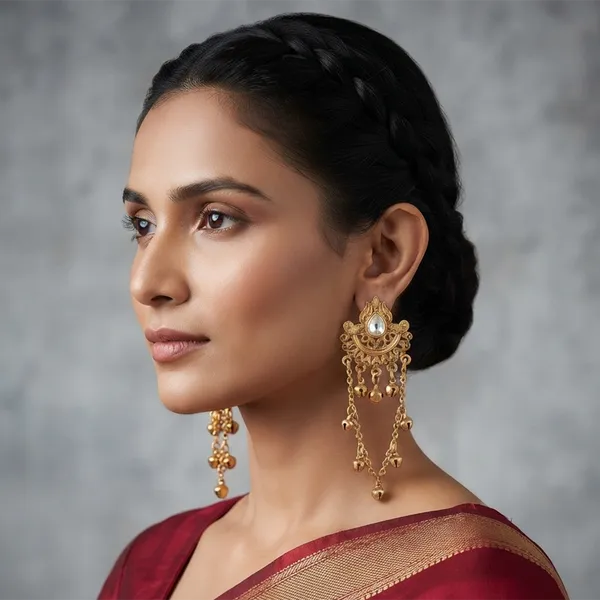 The99jewel_Kashmiri_Mehndi_Plated_Ghungroo_Dangler_Earrings_For_Women_White
