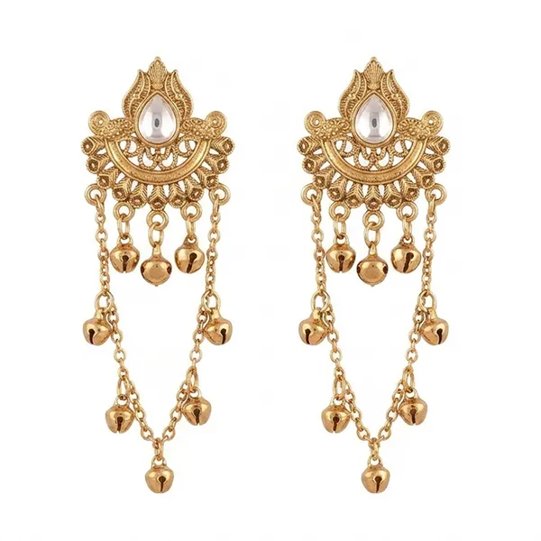 The99jewel_Kashmiri_Mehndi_Plated_Ghungroo_Dangler_Earrings_For_Women_White