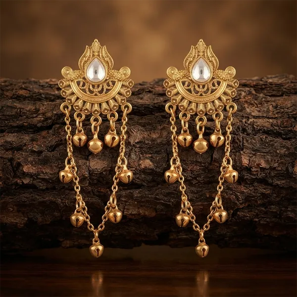 The99jewel_Kashmiri_Mehndi_Plated_Ghungroo_Dangler_Earrings_For_Women_White