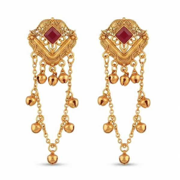 The99jewel_Kashmiri_Gold_Plated_Ghungroo_Dangler_Earrings_For_Women_Pink