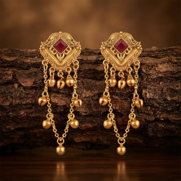 The99jewel_Kashmiri_Gold_Plated_Ghungroo_Dangler_Earrings_For_Women_Pink