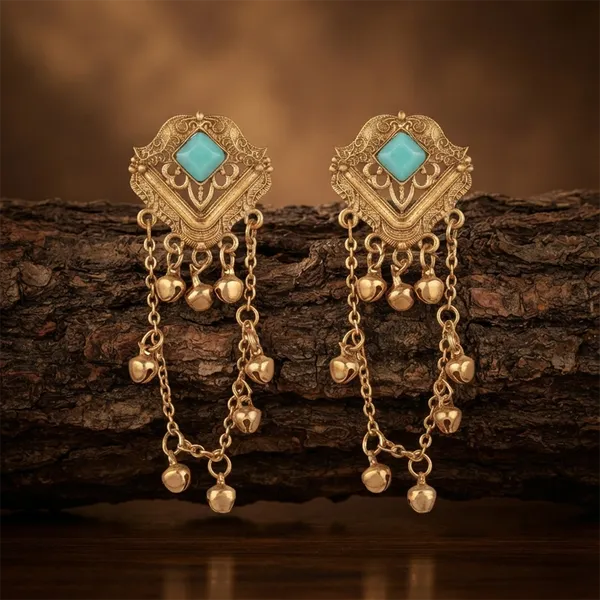 The99jewel_Kashmiri_Mehndi_Plated_Ghungroo_Dangler_Earrings_For_Women_Green