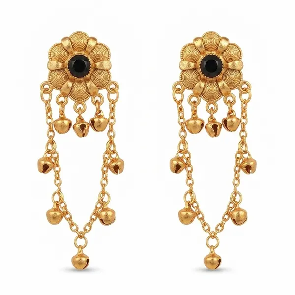 The99jewel_Royal_Kashmiri_Inspired_Gold_Plated_Ghungroo_Dangler_Earrings_Black