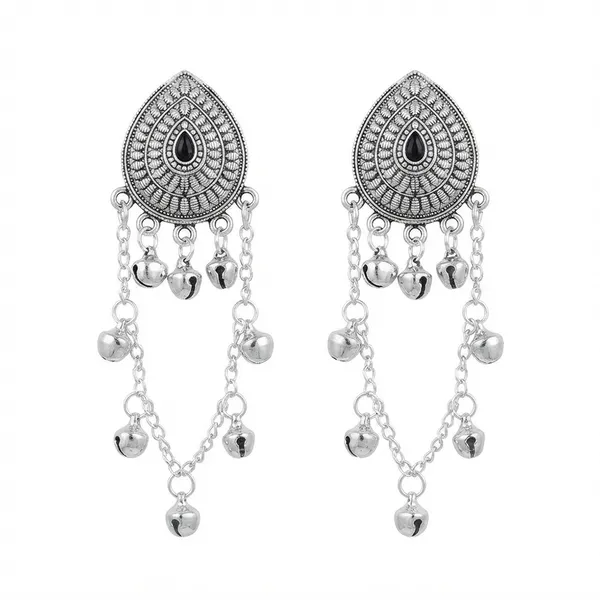 The99jewel_Royal_Kashmiri_Inspired_Silver_Plated_Ghungroo_Dangler_Earrings_Black