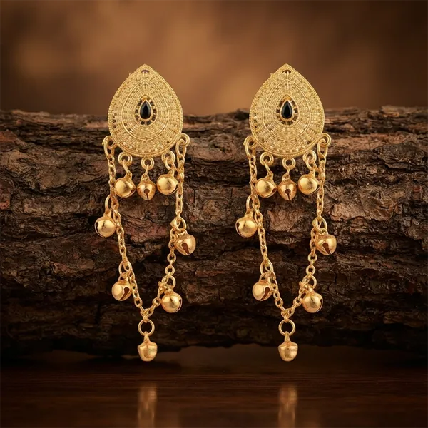 The99jewel_Royal_Kashmiri_Inspired_Gold_Plated_Ghungroo_Dangler_Earrings_Black