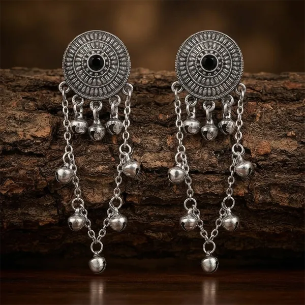 The99jewel_Royal_Kashmiri_Inspired_Silver_Plated_Ghungroo_Dangler_Earrings_Black