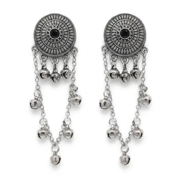 The99jewel_Royal_Kashmiri_Inspired_Silver_Plated_Ghungroo_Dangler_Earrings_Black