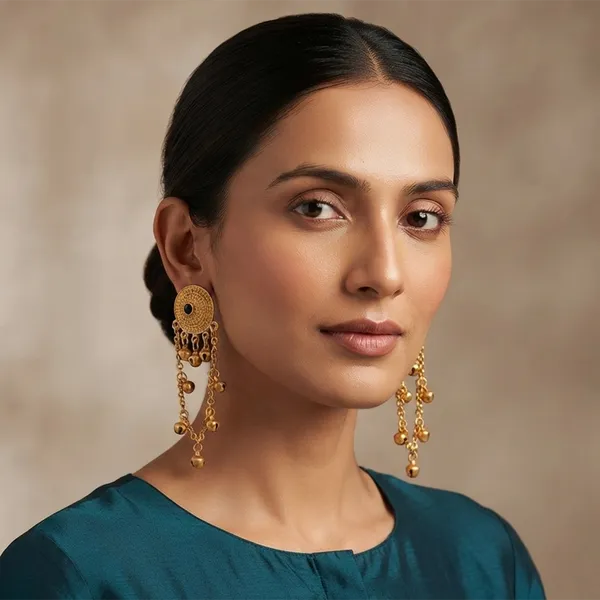 The99jewel_Royal_Kashmiri_Inspired_Gold_Plated_Ghungroo_Dangler_Earrings_Black
