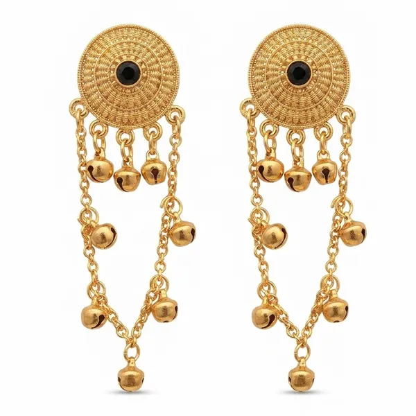 The99jewel_Royal_Kashmiri_Inspired_Gold_Plated_Ghungroo_Dangler_Earrings_Black