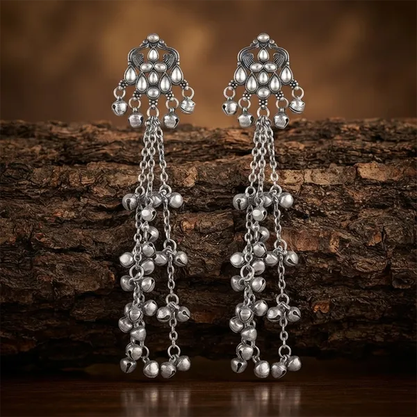 The99jewel_Traditional_Kashmiri_Silver_Finish_Ghungroo_Dangler_Earrings_For_Women_White