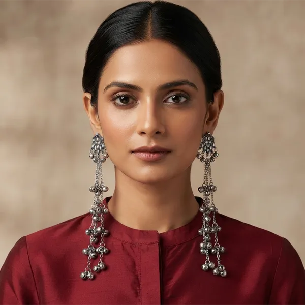 The99jewel_Traditional_Kashmiri_Silver_Finish_Ghungroo_Dangler_Earrings_For_Women_White