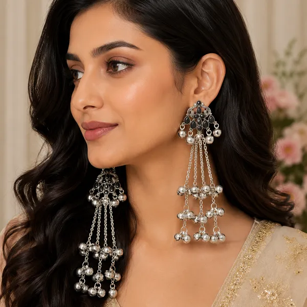 The99jewel_Traditional_Kashmiri_Silver_Finish_Ghungroo_Dangler_Earrings_For_Women_Black