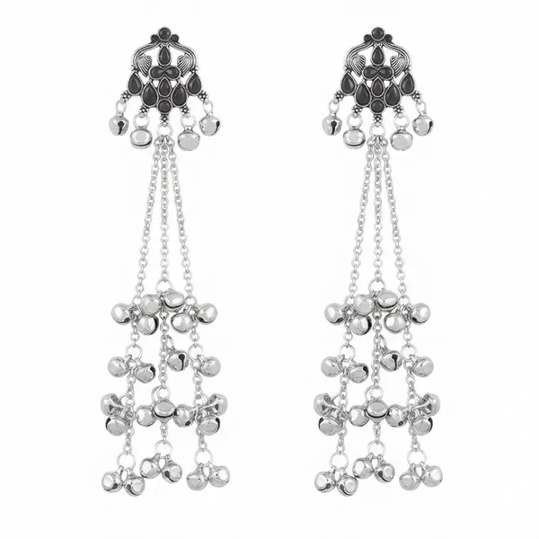 The99jewel_Traditional_Kashmiri_Silver_Finish_Ghungroo_Dangler_Earrings_For_Women_Black