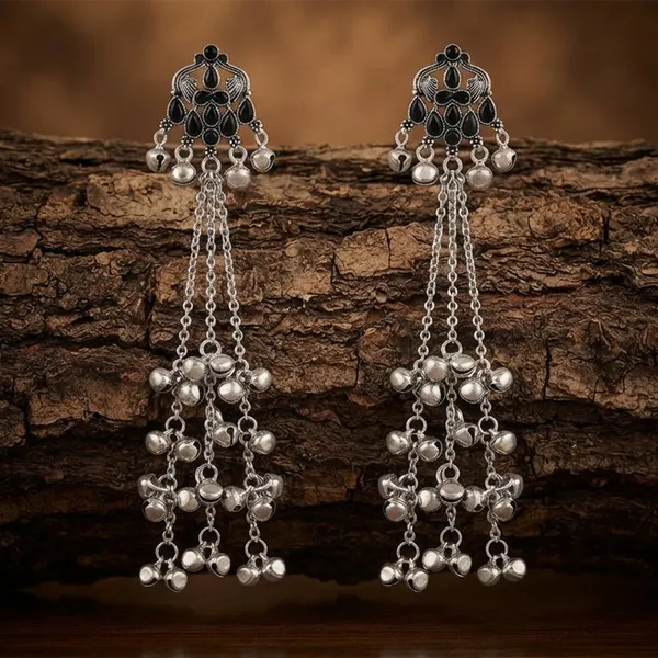 The99jewel_Traditional_Kashmiri_Silver_Finish_Ghungroo_Dangler_Earrings_For_Women_Black