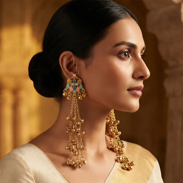 The99jewel_Traditional_Kashmiri_Mehndi_Finish_Ghungroo_Dangler_Earrings_For_Women_Multi