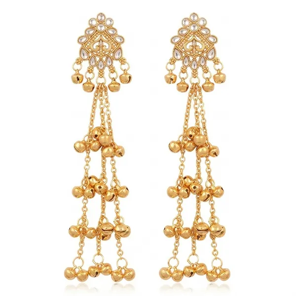 The99jewel_Royal_Kashmiri_Inspired_Gold_Plated_Ghungroo_Dangler_Earrings_White
