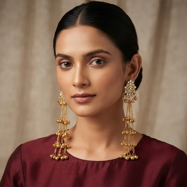 The99jewel_Royal_Kashmiri_Inspired_Gold_Plated_Ghungroo_Dangler_Earrings_White