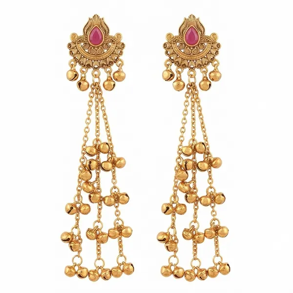 The99jewel_Royal_Kashmiri_Inspired_Gold_Plated_Ghungroo_Dangler_Earrings_Pink