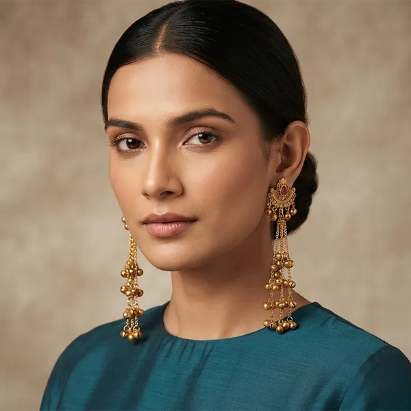 The99jewel_Royal_Kashmiri_Inspired_Gold_Plated_Ghungroo_Dangler_Earrings_Pink