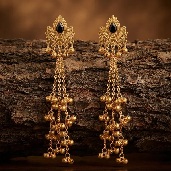 The99jewel_Royal_Kashmiri_Inspired_Mehndi_Plated_Ghungroo_Dangler_Earrings_Black
