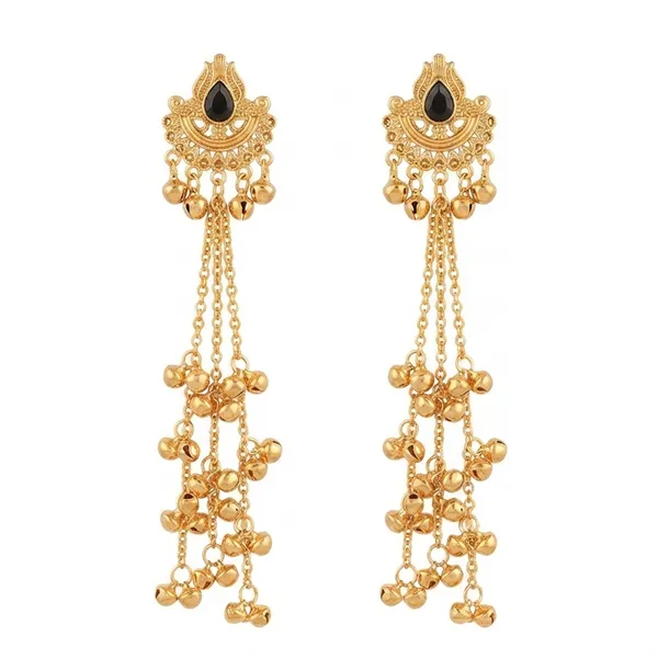 The99jewel_Royal_Kashmiri_Inspired_Mehndi_Plated_Ghungroo_Dangler_Earrings_Black