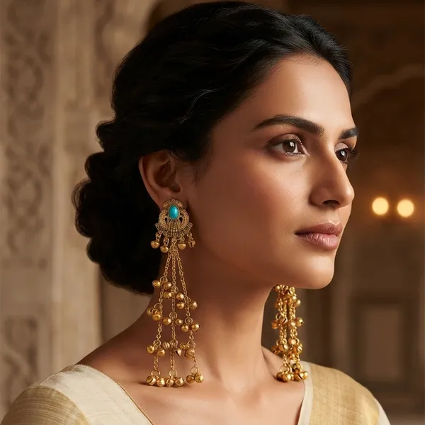 The99jewel_Trendy_Kashmiri_Gold_Plated_Ghungroo_Earrings_For_Women_Mint_Green