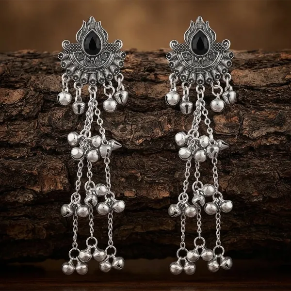 The99jewel_Trendy_Kashmiri_Silver_Plated_Ghungroo_Earrings_For_Women_Black