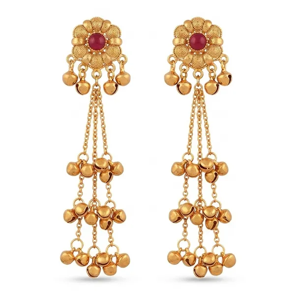 The99jewel_Trendy_Kashmiri_Gold_Plated_Ghungroo_Earrings_For_Women_Pink