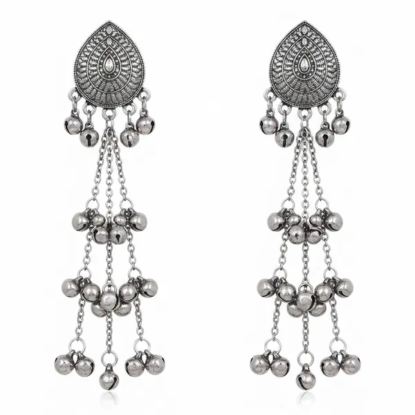 The99jewel_Trendy_Kashmiri_Silver_Plated_Ghungroo_Earrings_For_Women_Black