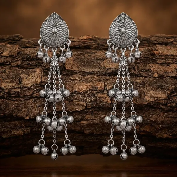 The99jewel_Trendy_Kashmiri_Silver_Plated_Ghungroo_Earrings_For_Women_Black