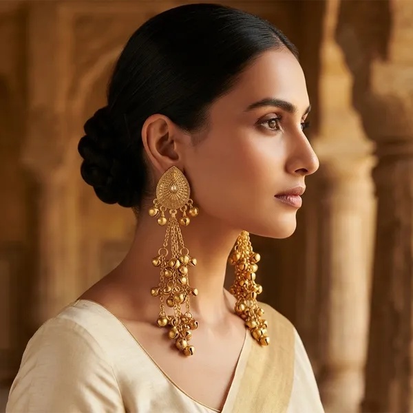 The99jewel_Trendy_Kashmiri_Mehndi_Plated_Ghungroo_Earrings_For_Women_White