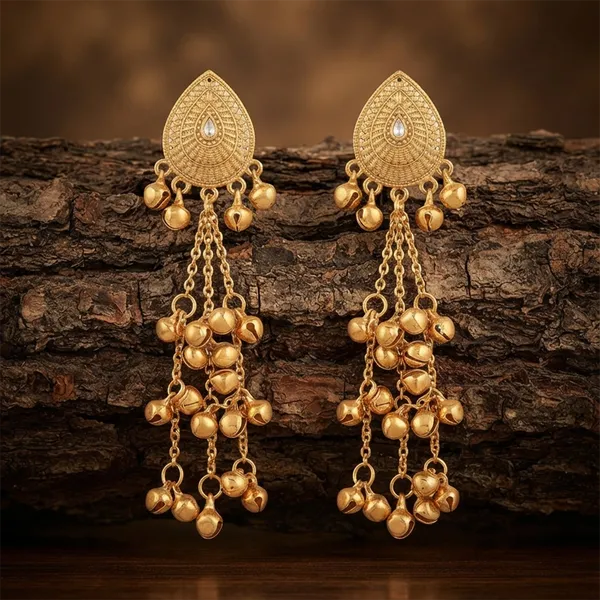 The99jewel_Trendy_Kashmiri_Mehndi_Plated_Ghungroo_Earrings_For_Women_White