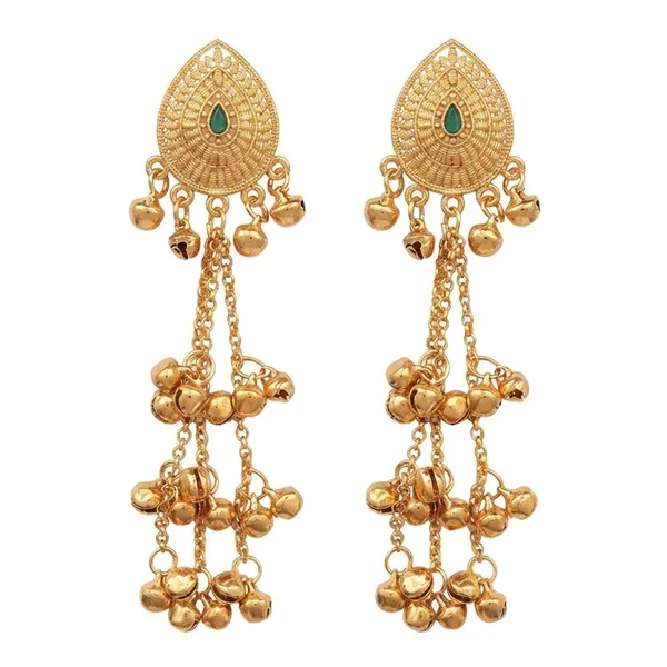 The99jewel_Trendy_Kashmiri_Gold_Plated_Ghungroo_Earrings_For_Women_Green