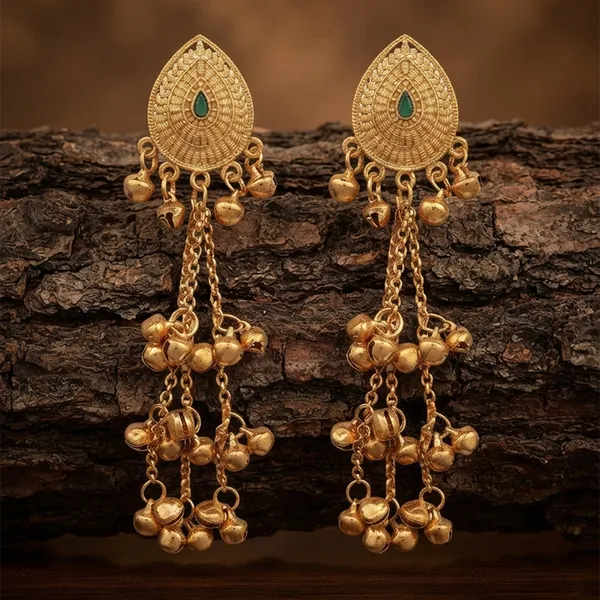 The99jewel_Trendy_Kashmiri_Gold_Plated_Ghungroo_Earrings_For_Women_Green