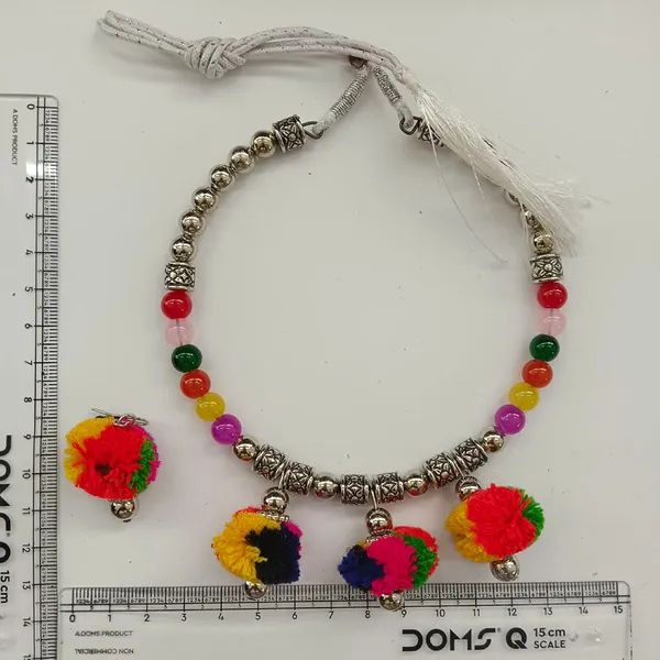 The99jewel_Traditional_Oxidised_Silver_Tone_Pom_Pom_Necklace_Set_For_Women_Multi