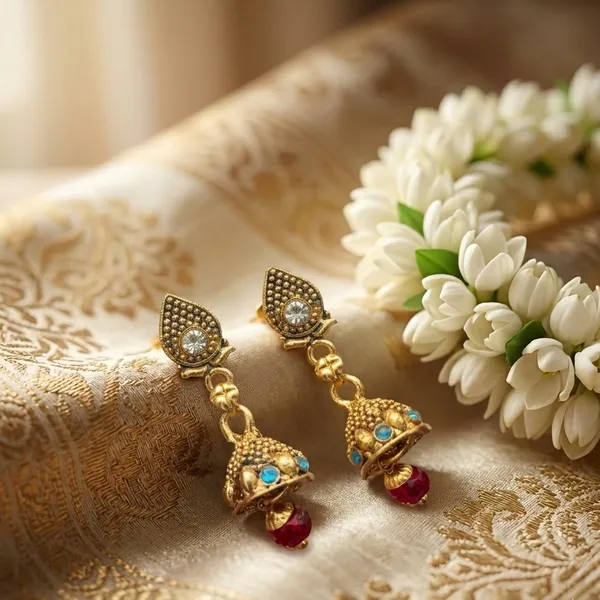 The99jewel_Traditional_Gold_Plated_Jhumki_Earrings_For_Women_Maroon