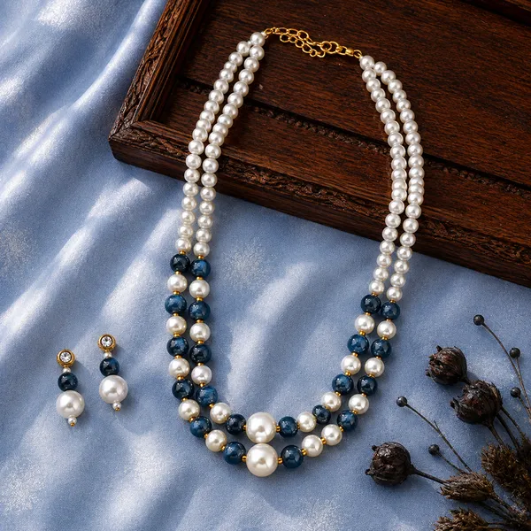 The99jewel_Stylish_Two_Layer_Pearl_Beaded_Mala_Necklace_Set_For_Women_Trendy_Ethnic_Fashion_Jewellery_Rama_Green