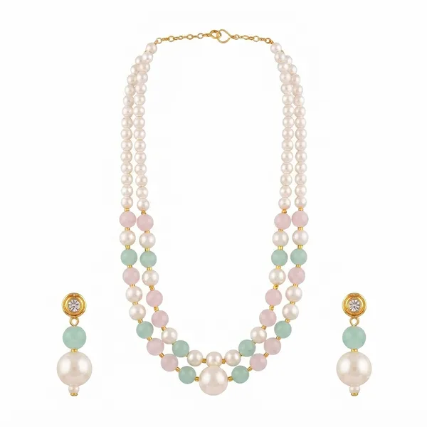 The99jewel_Stylish_Two_Layer_Pearl_Beaded_Mala_Necklace_Set_For_Women_Trendy_Ethnic_Fashion_Jewellery_Green_Pink