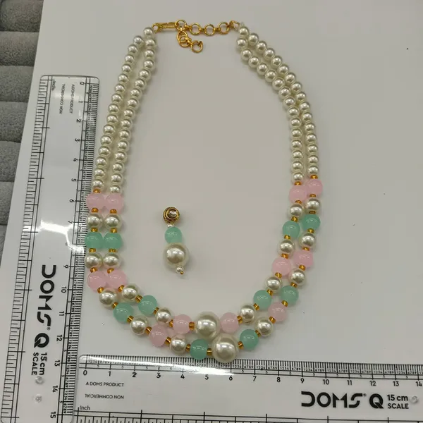 The99jewel_Stylish_Two_Layer_Pearl_Beaded_Mala_Necklace_Set_For_Women_Trendy_Ethnic_Fashion_Jewellery_Green_Pink