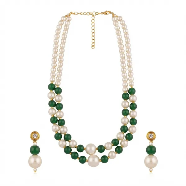 The99jewel_Stylish_Two_Layer_Pearl_Beaded_Mala_Necklace_Set_For_Women_Trendy_Ethnic_Fashion_Jewellery_Green