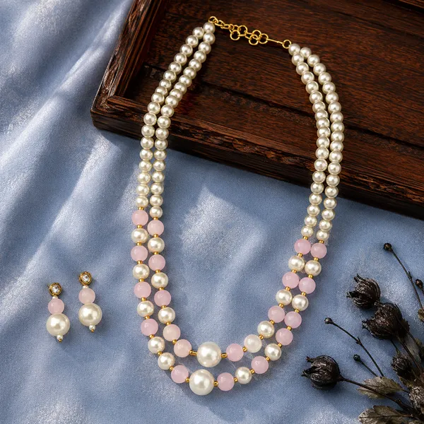 The99jewel_Stylish_Two_Layer_Pearl_Beaded_Mala_Necklace_Set_For_Women_Trendy_Ethnic_Fashion_Jewellery_Light_Pink