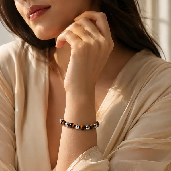 The99jewel_Stylish_Tiger_Beads_Bracelet_For_Men_Women_Trendy_Fashion_Jewellery_Silver