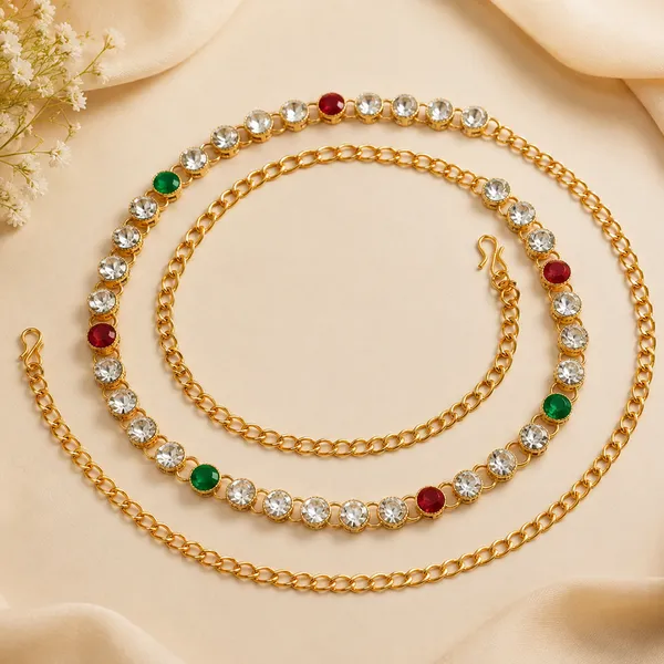 The99jewel_Elegant_Austrian_Stone_Kamarbandh_Waist_Chain_For_Women_And_Girls_Maroon_And_Green
