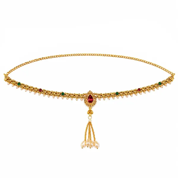 The99jewel_Elegant_Austrian_Stone_Kamarbandh_Waist_Chain_For_Women_And_Girls_Maroon_And_Green