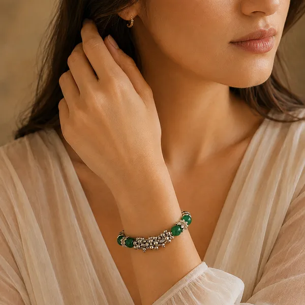 The99jewel_Green_Beads_Stylish_Bracelets_For_Women_Green