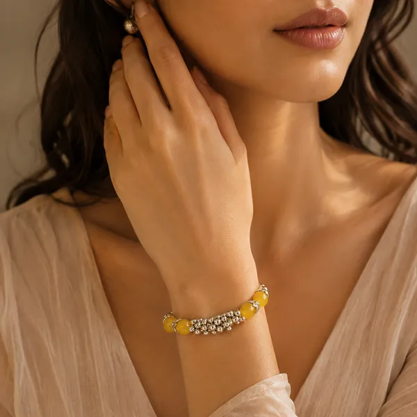 The99jewel_Yellow_Beads_Stylish_Bracelets_For_Women_Yellow