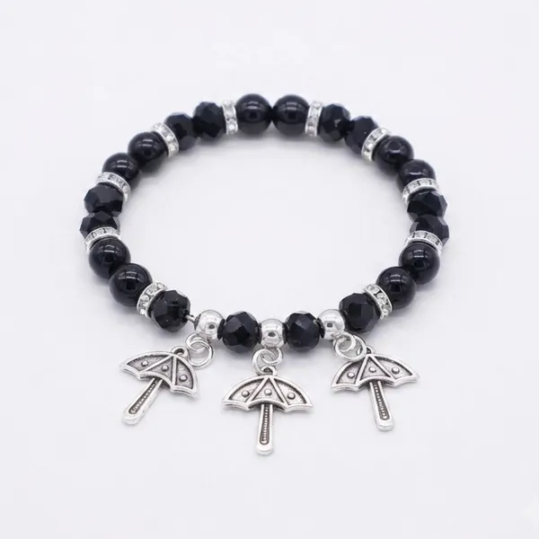 The99jewel_Stylish_Black_Beaded_Umbrella_Charm_Bracelet_For_Women_Girls_Black